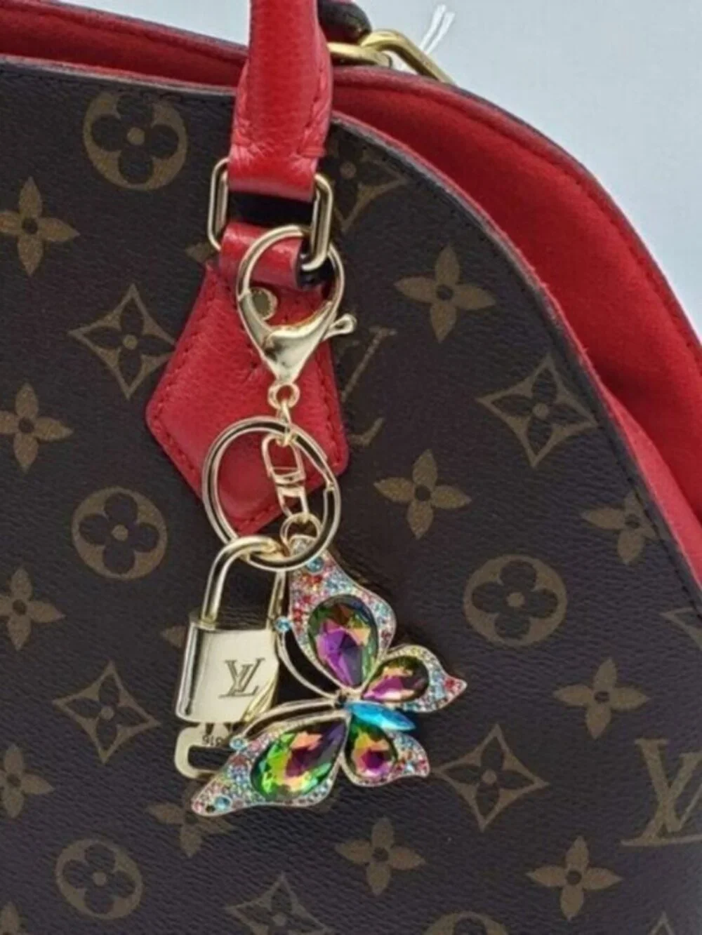 LV Gold Padlock & Key 🔒 Authentic Louis Vuitton Bag Unbranded Butterfly Charm